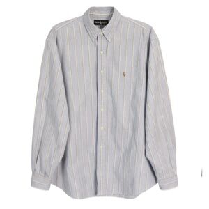 Ralph Lauren Men’s Yarmouth Oxford Button Down Shirt Blue Stripe Cotton Sz 17